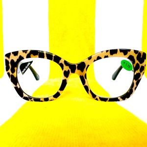 Kate Spade tan black oversized leopard print reading glasses readers 1.75